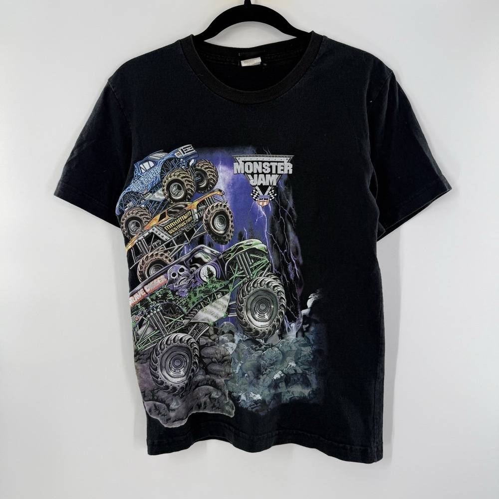 Monster Jam Grave Digger Shirt Youth Large Black Monster Truck Graphic Tee